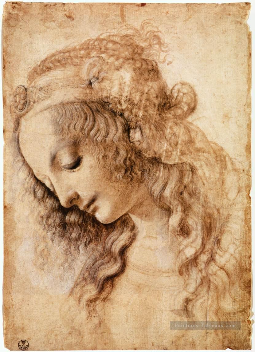 Womans Head Léonard de Vinci Peintures à l'huile